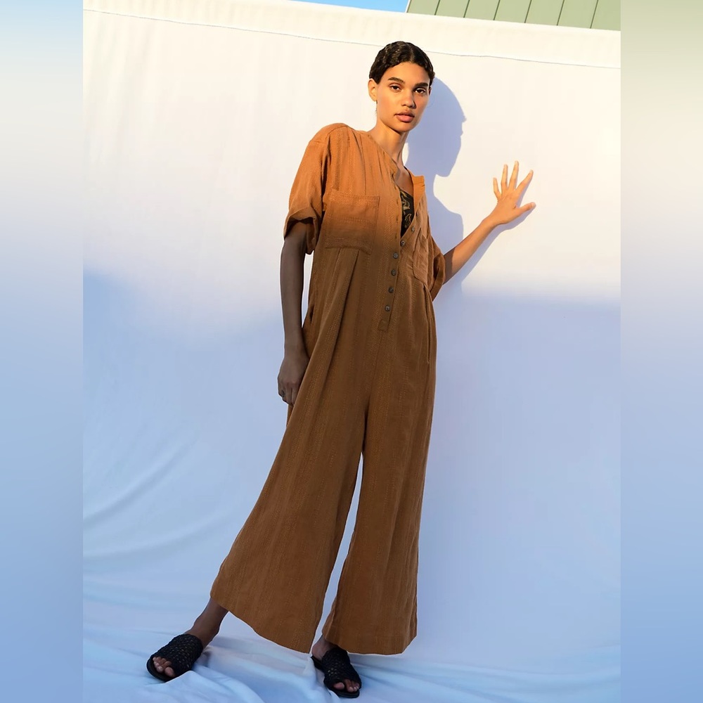Free people Current Obsession Jumpsuit ginger mustard size small